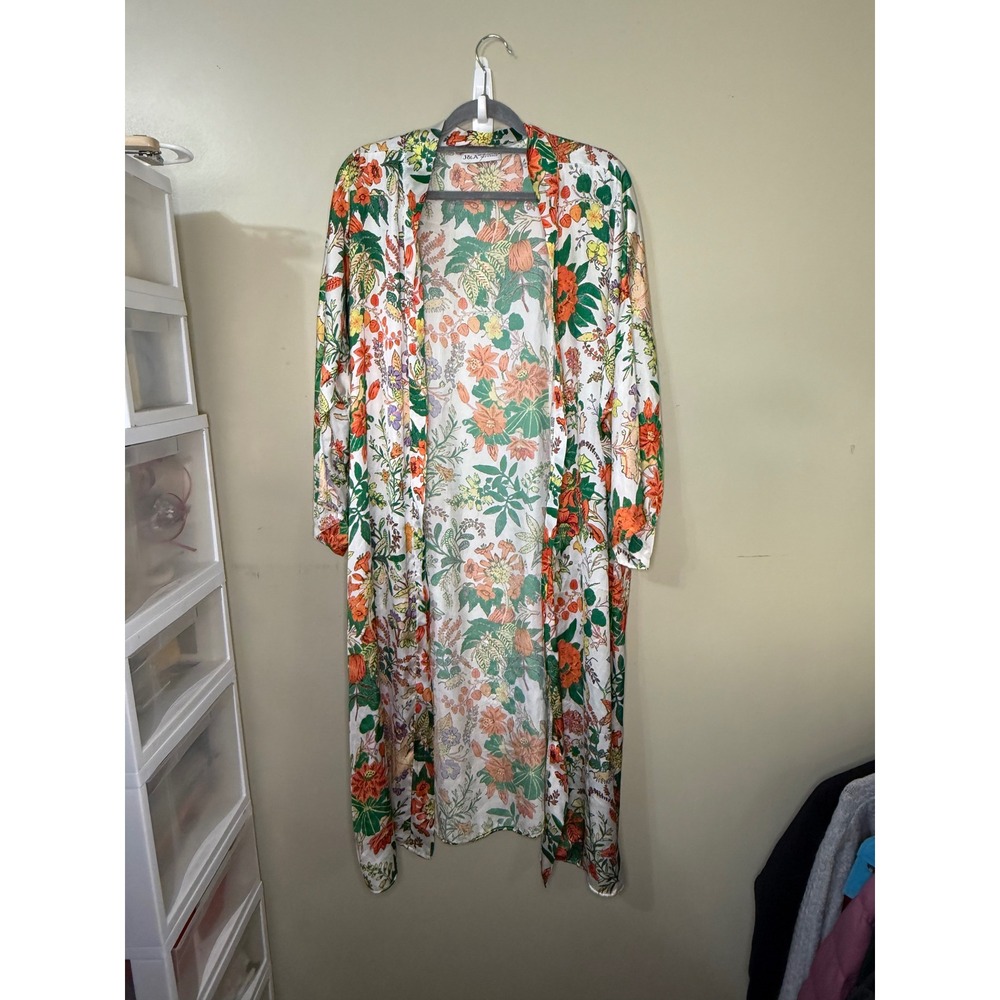 J&A Mode Boho Floral Duster Cardigan Kimono Longline Open Front Top XXL 2XL